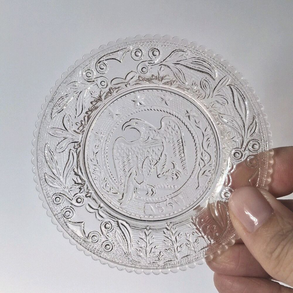 Westmoreland Pressed Glass American Eagle 1831 Patriotic 5 Star 3-5/8" Cup Plate